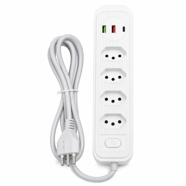 bz-w104pd-4 Extensão Elétrica com 4 Tomadas e 2 Entradas USB 2 Metros - Branco - 4