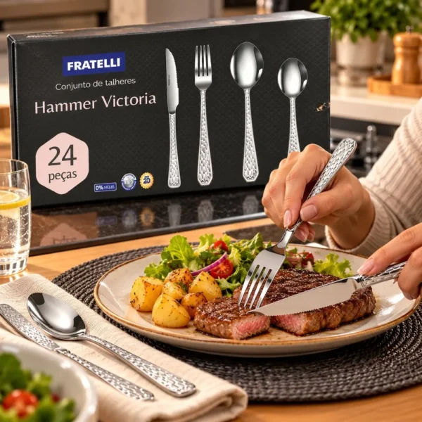 Conjunto de Talheres Hammer Victoria com 24 peças inox - 3