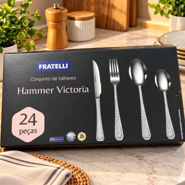 Conjunto de Talheres Hammer Victoria com 24 peças inox - 4