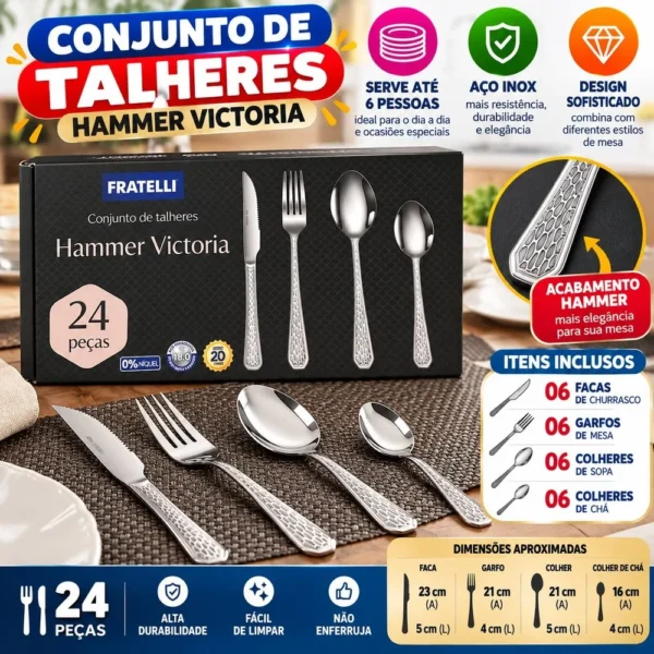 Conjunto de Talheres Hammer Victoria com 24 peças inox - 5