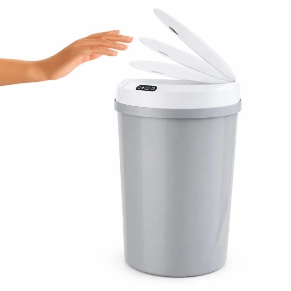 Lixeira Redonda com Sensor de Proximidade 5 Litros - Cinza - 2