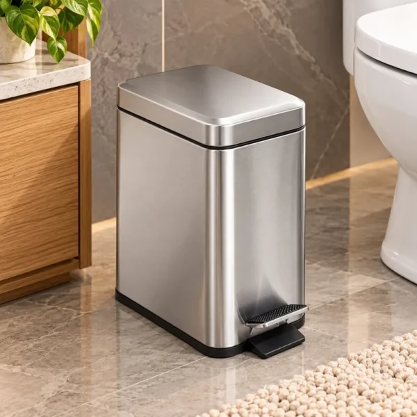 gh115-1 Lixeira Inox 6L Pedal Slim Retangular Balde Balde Removível