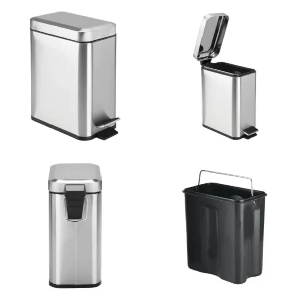 gh115-2 Lixeira Inox 6L Pedal Slim Retangular Balde Balde Removível - 2