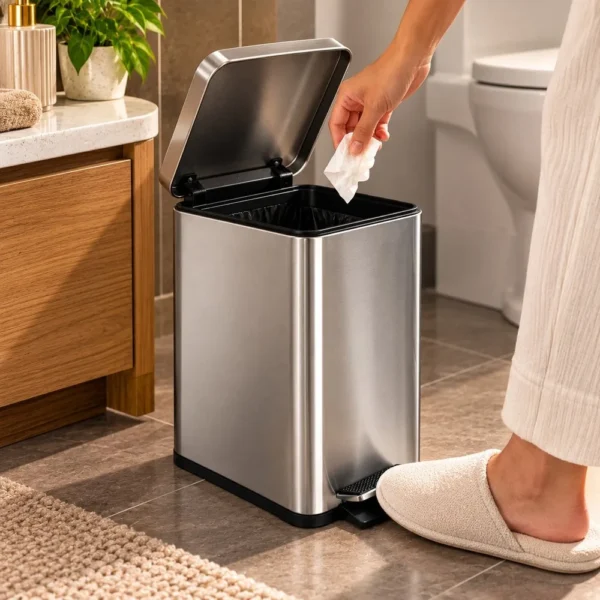 gh115-5 Lixeira Inox 6L Pedal Slim Retangular Balde Balde Removível - 5