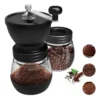 Moedor manual Recipiente de vidro Tampa plástica Manivela em aço inox- Preto - 3