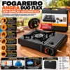 gt100-2 Fogareiro em Aço Esmaltado Angra com Ignição Automática Duo Flex Maleta de transporte - Preto - 2