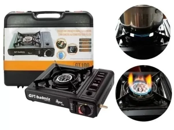 gt100-3 Fogareiro em Aço Esmaltado Angra com Ignição Automática Duo Flex Maleta de transporte - Preto - 3