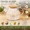 idl2209-1 Chaleira de Vidro com Tampa de Bambu 1 Litro