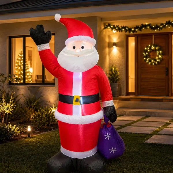 Papai Noel Inflável Natalino com 6 LEDs - Vermelha - 2