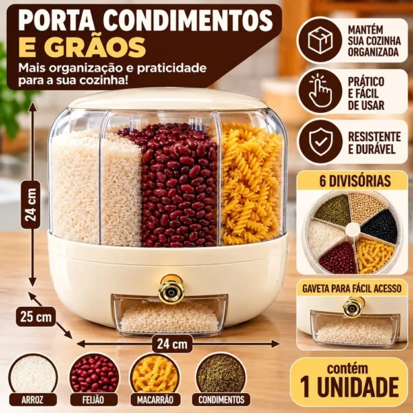 Porta Condimentos com 6 Divisórias - Branca - 2