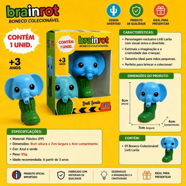 tud0477-3 Boneco Colecionável Lirili Larila Brainrot - 3
