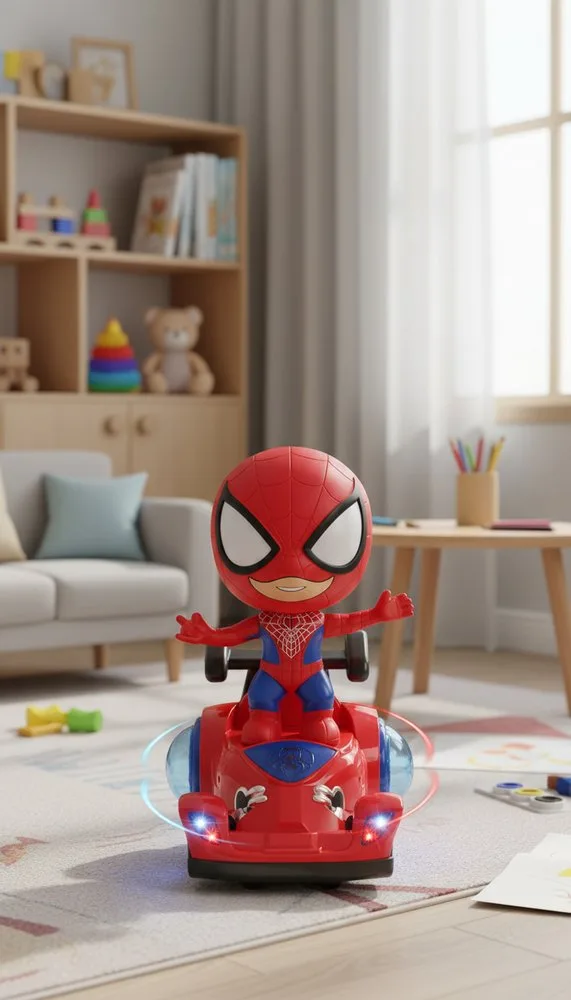 Boneco Heroi Aranha Com Luzes e Giratório - Vermelha - 2