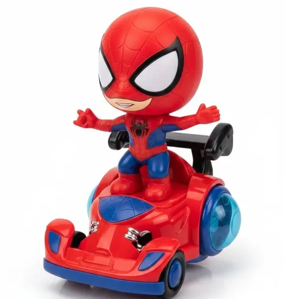 Boneco Heroi Aranha Com Luzes e Giratório - Vermelha - 3