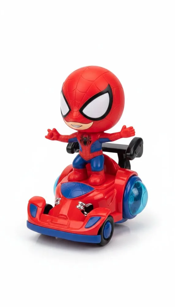 Boneco Heroi Aranha Com Luzes e Giratório - Vermelha - 3
