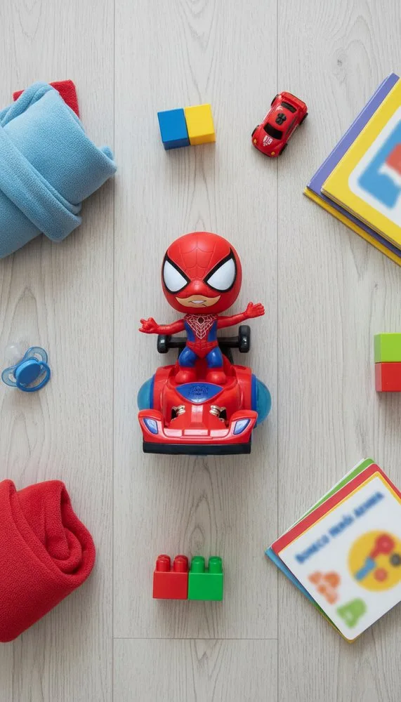 Boneco Heroi Aranha Com Luzes e Giratório - Vermelha - 4