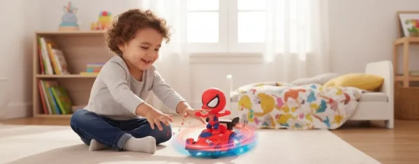 Boneco Heroi Aranha Com Luzes e Giratório - Vermelha - 6