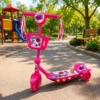 Patinete Unicórnio Infantil 3 Rodas e Luz LED - Rosa