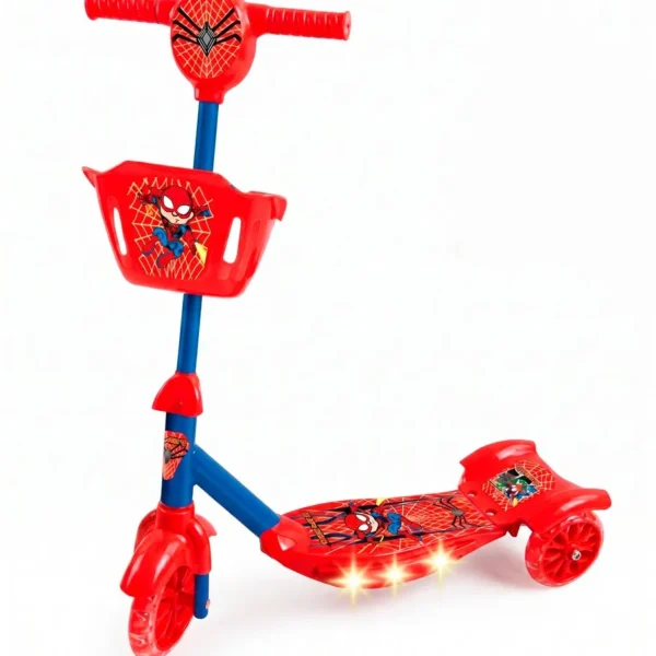 tud0882-1 Patinete Heroi Aranha Infantil 3 Rodas e Luz LED - Vermelha